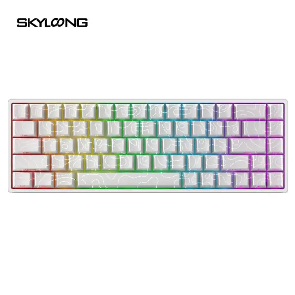 Skyloong Gk68 He Magnetic Wired Gaming Keyboard (Phantom Crystal White) White Contour Keycaps-0