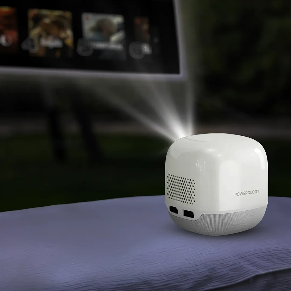 Powerology Mini Beam Portable Projector - White-147207 Powerology Mini Beam Portable Projector - White-147207