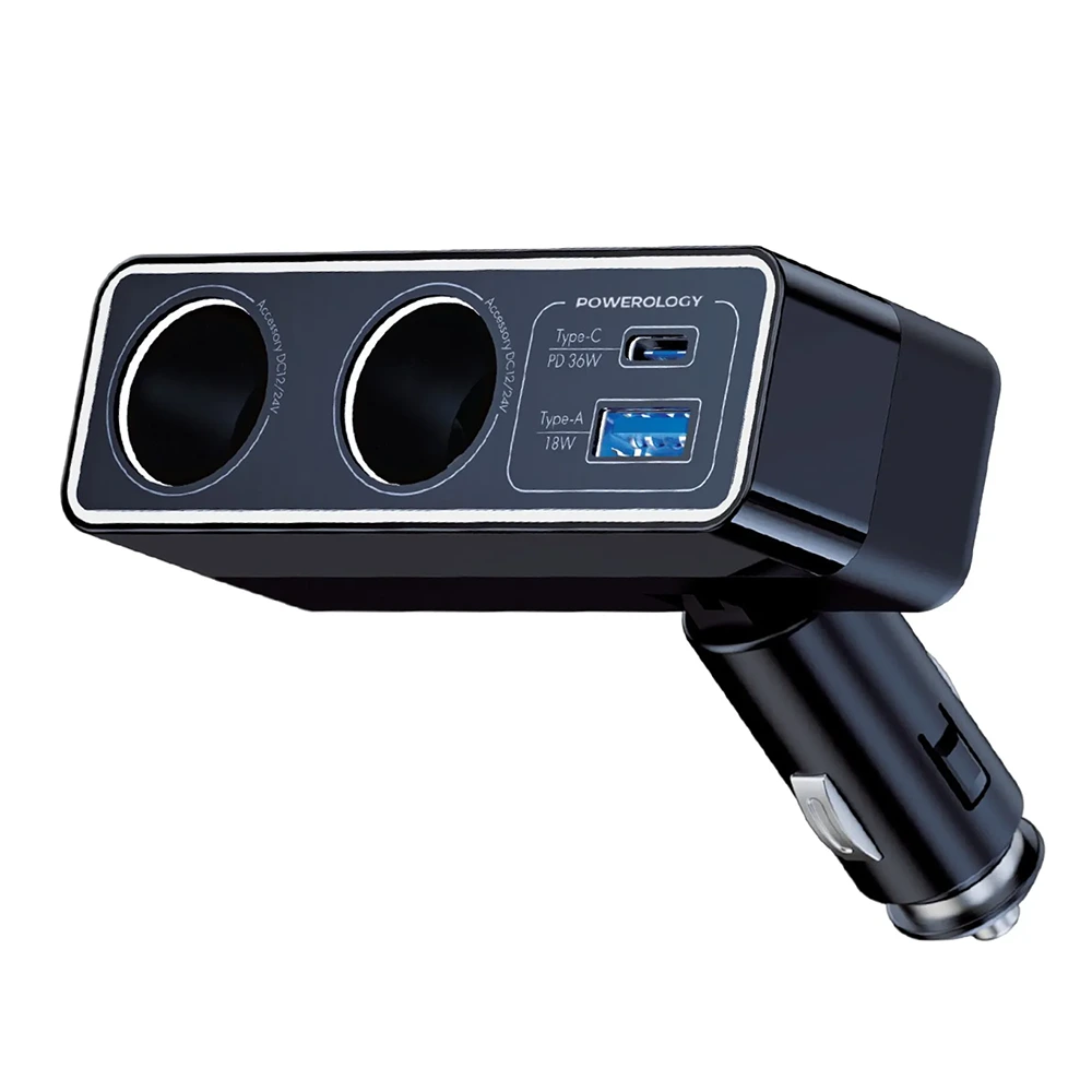 Powerology Brio 54w Multi-port Car Charger - Black-0 Powerology Brio 54w Multi-port Car Charger - Black-0