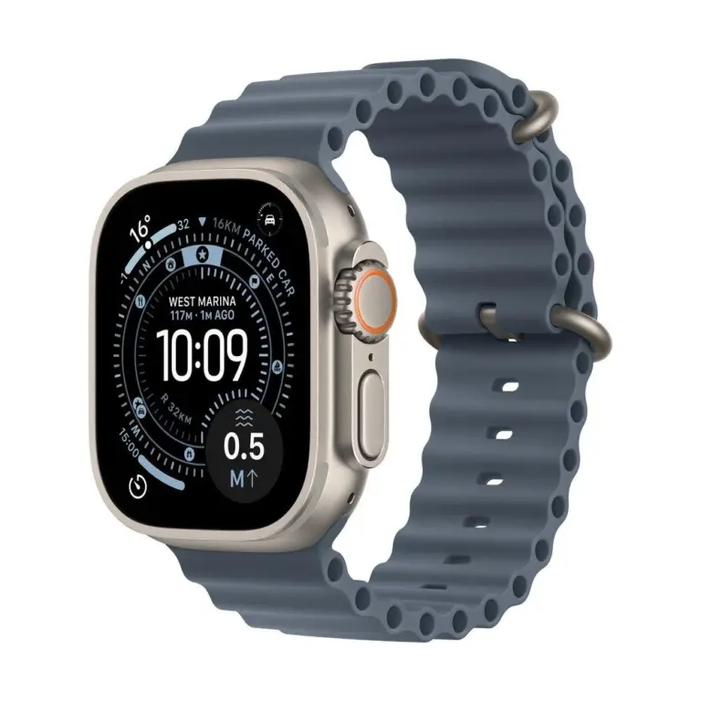 Apple Watch Ultra 3 GPS + Cellular 49mm Natural Titanium Case with Anchor Blue Ocean Band-0