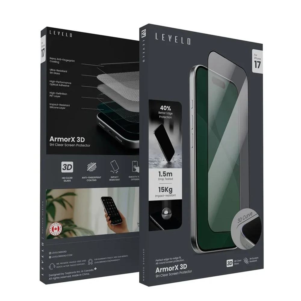 Levelo ArmorX 3D Clear Screen Protector with 9H Hardness for iPhone 17-148234 Levelo ArmorX 3D Clear Screen Protector with 9H Hardness for iPhone 17-148234