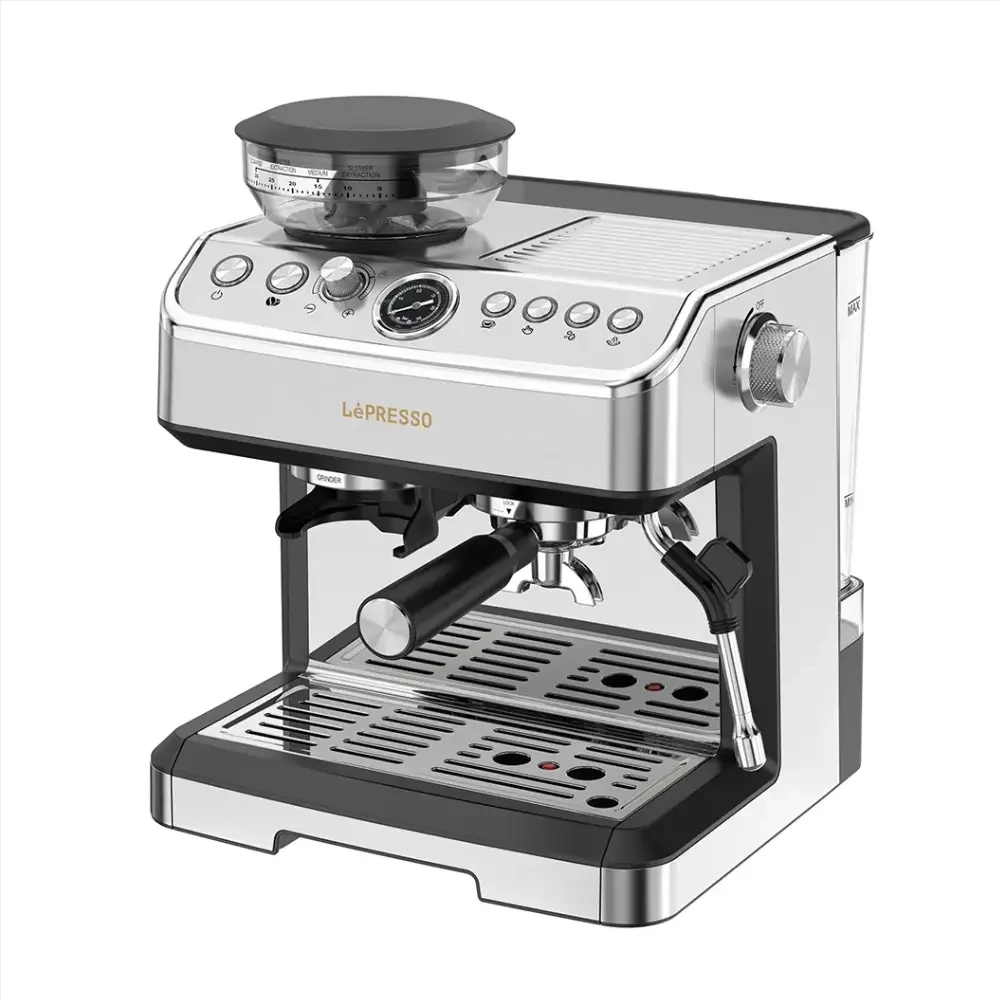 Lepresso Espresso Machine Conical Grinder & Steamer - Silver-thumbnail Lepresso Espresso Machine Conical Grinder & Steamer - Silver-thumbnail