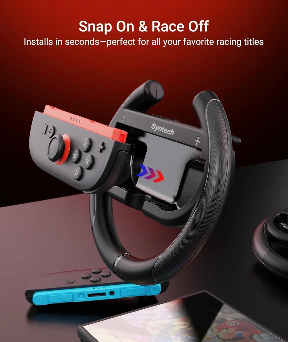 Syntech Steering Wheel for Nintendo Switch2 JoyCons (2 Pack, Black)-146760 Syntech Steering Wheel for Nintendo Switch2 JoyCons (2 Pack, Black)-146760