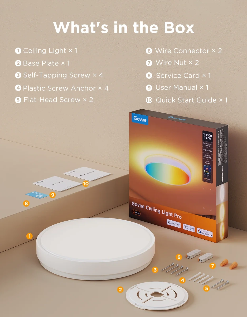 Govee 38cm RGBICWW Smart Ceiling Light Pro - ( 1-Pack )-148888 Govee 38cm RGBICWW Smart Ceiling Light Pro - ( 1-Pack )-148888
