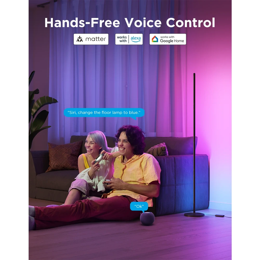 Govee RGBICW Smart Corner Floor Lamp (Matter) - H8076-148858 Govee RGBICW Smart Corner Floor Lamp (Matter) - H8076-148858