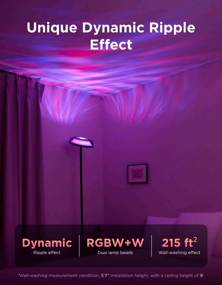 Govee Uplighter Floor Lamp 3 in 1 Lighting Effects, Dynamic Ripple Effect, RGBWW+RGBIC+WW Colors-148864 Govee Uplighter Floor Lamp 3 in 1 Lighting Effects, Dynamic Ripple Effect, RGBWW+RGBIC+WW Colors-148864