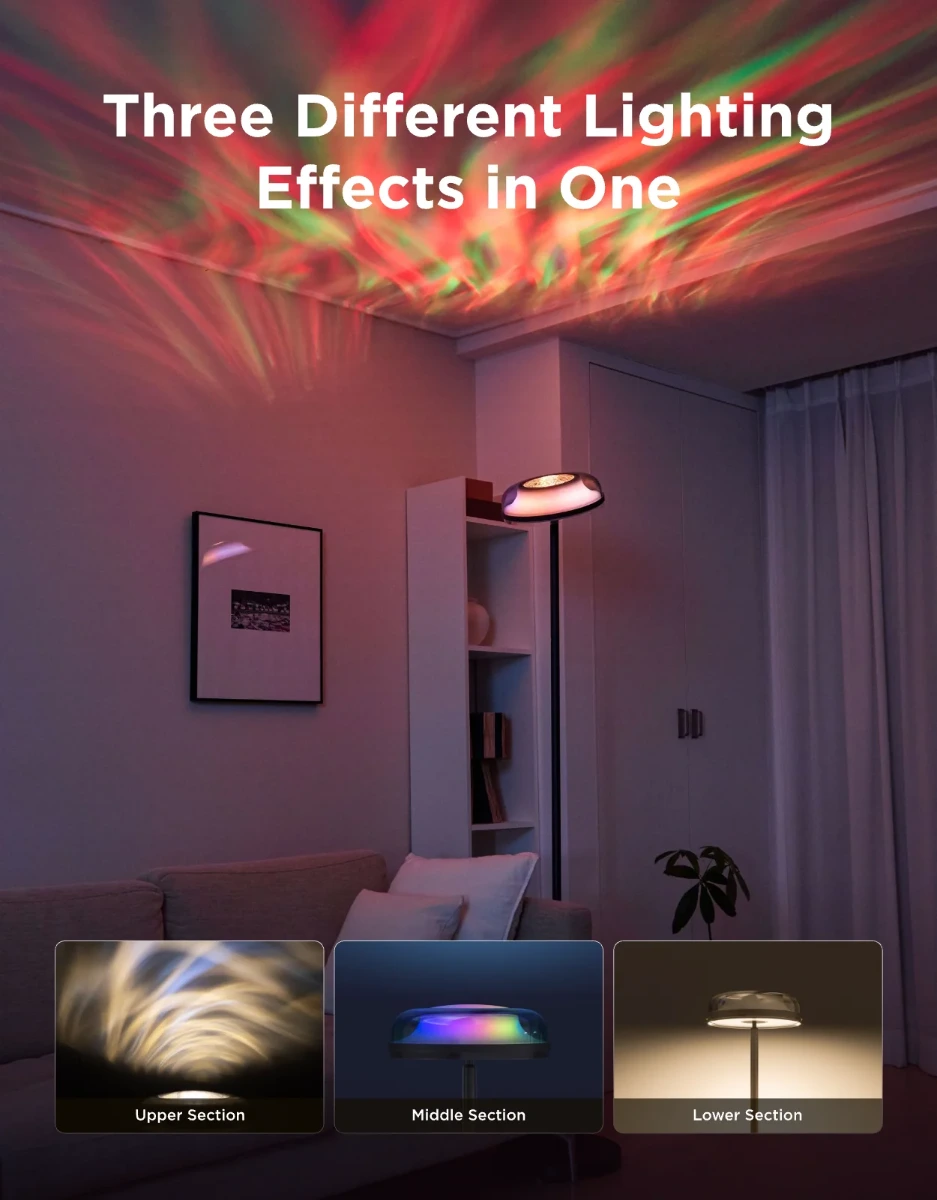 Govee Uplighter Floor Lamp 3 in 1 Lighting Effects, Dynamic Ripple Effect, RGBWW+RGBIC+WW Colors-148863 Govee Uplighter Floor Lamp 3 in 1 Lighting Effects, Dynamic Ripple Effect, RGBWW+RGBIC+WW Colors-148863
