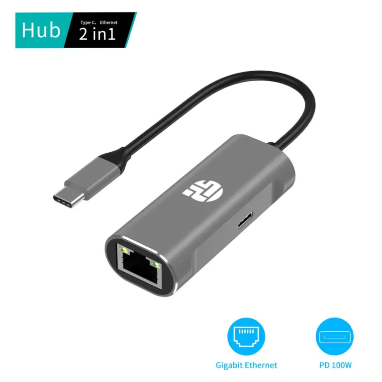 Yuanshan 2-in-1 USB-C Gigabit LAN + PD Adapter-0