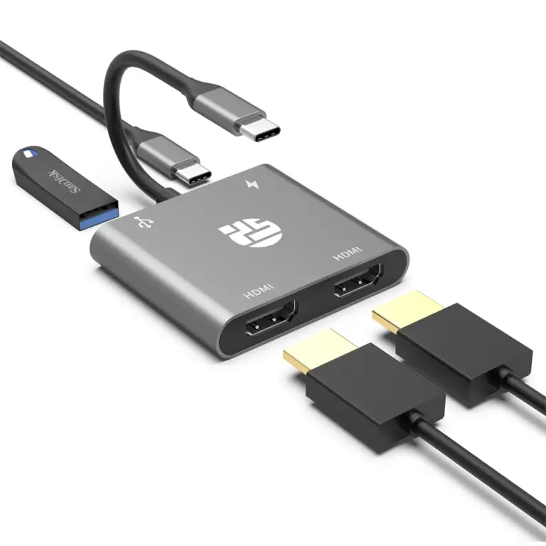 Yuanshan USB-C Hub 4-in-1 with Dual 4K HDMI, Type-C Data Docking Station-0