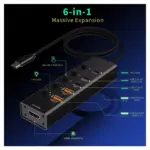 Yuanshan 6-in-1 USB-C Hub Adapter — USB 3.2 Gen 2 10Gbps, 4K@60Hz HDMI, 100W PD-148952