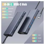 Yuanshan 14-in-1 USB C Hub Dual Display HDTV USB C Docking Station Multiport Adapter with USB 3.2 4K HDMI -148964