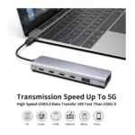 Yuanshan 6 IN 1 USB C HUB with PD 100W + 3 x Type C Data + HDMI 4K30HZ + USB A 3.0 power delivery multi port adapter-148970