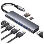 Yuanshan 8 IN 1 USB C HUB with HDMI 4K30HZ + PD 100W + Type C Data + 3 x USB A 3.0 +SD +TF card reader slot power charging multiport adapter docking station-thumbnail