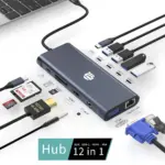 Yuanshan 12-in-1 USB-C Docking Station with 4K HDMI, VGA, USB 3.0 Hub, 100W PD, SD/TF Card Reader, Gigabit Ethernet, Audio – Universal Type-C Dock-0