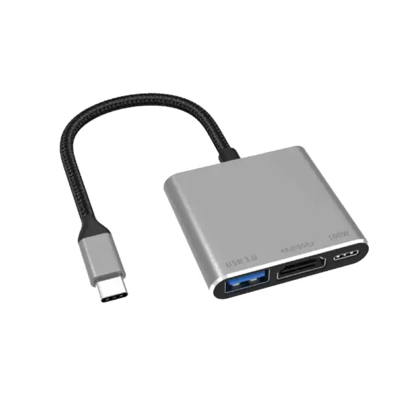 Yuanshan 3-in-1 USB-C Hub with 4K@60Hz HDMI, 100W PD Charging, USB 3.0 – Docking Station-0