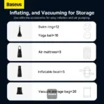 ⁦Baseus A3 Lite Car Vacuum Cleaner with Mini Air Blower, Inflator & Pumping | 3 in 1, Portable Cordless, 12000Pa, Rechargeable - Black⁩ - الصورة ⁦6⁩