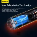 ⁦Baseus A3 Lite Car Vacuum Cleaner with Mini Air Blower, Inflator & Pumping | 3 in 1, Portable Cordless, 12000Pa, Rechargeable - Black⁩ - الصورة ⁦5⁩