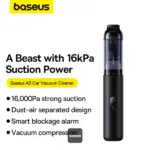 ⁦Baseus A5 Car Vacuum Cleaner 16000Pa Power Suction - Portable Cordless, LED Display, High-Efficiency Cordless Vacuum for Car & Home Use - Black⁩ - الصورة ⁦4⁩