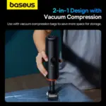 ⁦Baseus A5 Car Vacuum Cleaner 16000Pa Power Suction - Portable Cordless, LED Display, High-Efficiency Cordless Vacuum for Car & Home Use - Black⁩ - الصورة ⁦5⁩