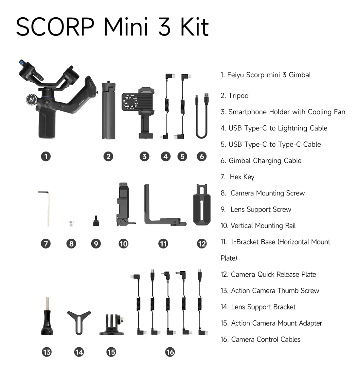 ⁦Feiyu SCORP Mini 3 Kit (All-in-One) Skip to the end of the images gallery⁩ - الصورة ⁦6⁩