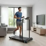 Powerology 2-in-1 Foldable Treadmill With Massage Pad -black