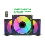 ⁦Sharx Infinity 3-in-1 Pack With Remote ARGB Fan - Black⁩ - الصورة ⁦2⁩