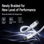 Baseus New Braided Cable USB-C to USB-C 100W 2m - White - Image 4