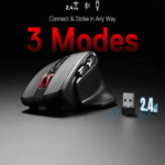 Redragon Bullseye M806 PRO Gaming Mouse, Up to 26000 Dpi, PAW3395 Sensor, 7 Programmable Buttons, 3-Mode Connection, 5 Decent Backlit Modes, Black - Image 6