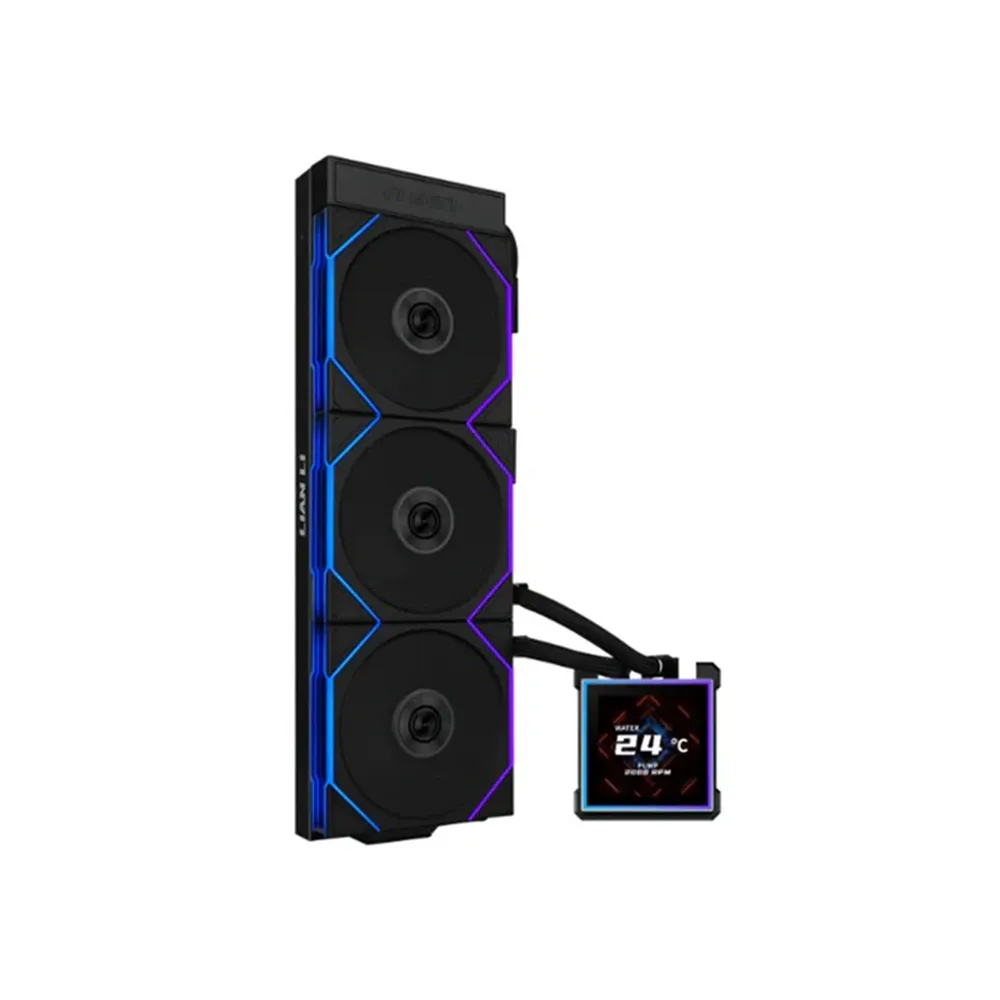 lian-li-hydro-shift-ii-lcd-s-360cl-liquid-cpu-cooler-with-cl-wireless-fans-3-4-ips-lcd-screen-black مبرد المعالج المائي Lian Li Hydro-Shift II LCD-S 360CL المزود بمراوح CL اللاسلكية وشاشة IPS LCD بحجم 3.4 بوصة - اللون الأسود. - الصورة 1