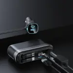 ⁦شاحن سيارة Powerology Currnex متعدد المنافذ بقوة 60 واط - أسود⁩ - الصورة ⁦2⁩