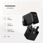 Porodo Gan 25w Dual-port Wall Charger-black - Image 2