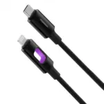 Porodo LED braided usb-c to lightning cable with 27w power delivery -black - Image 2