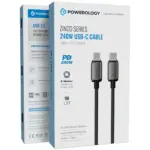 ⁦كابل USB-C من سلسلة Zinco من Powerology بقوة 240 واط - رمادي داكن⁩ - الصورة ⁦2⁩