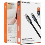 ⁦كابل Porodo من الألومنيوم من USB-C إلى USB-C - أسود⁩ - الصورة ⁦2⁩