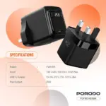 Porodo Gan 25w Usb-c Wall Charger-black - Image 2