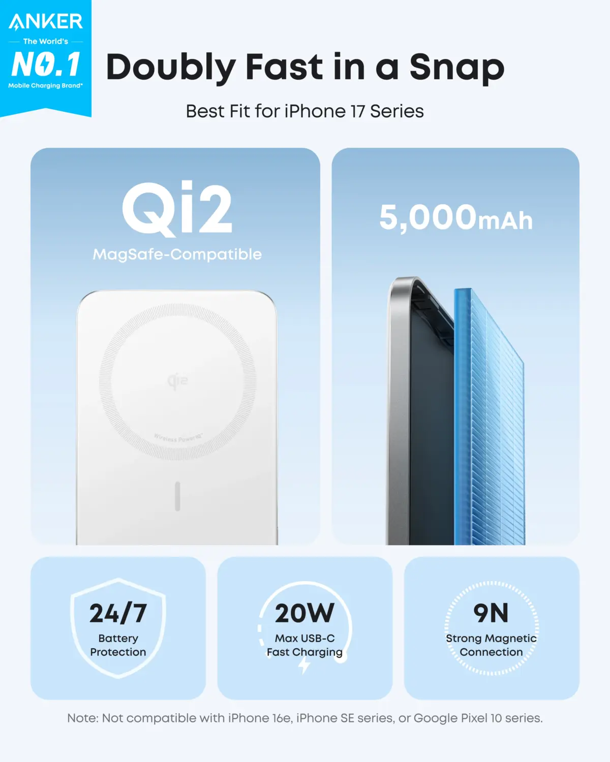 Anker Nano Power Bank (5K, MagGo, Slim) 5000mAh - White - Image 2