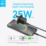 ⁦شاحن Anker بقدرة 25 واط مدمج مع كابل USB-C - أسود⁩ - الصورة ⁦2⁩