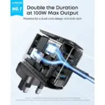 ⁦شاحن USB-C من Anker بقدرة 100 واط بتقنية PD للشحن السريع، مزود بثلاثة منافذ GaN⁩ - الصورة ⁦5⁩