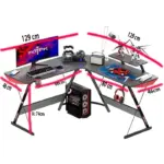 ⁦طاولة الألعاب GAMEON L-Shaped Slayer I Series (المقاس: 129×129×74 سم وسطح الطاولة 80×46 سم) - باللون الأسود⁩ - الصورة ⁦5⁩