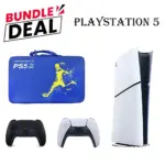 حزمة جهاز PS5 Slim الرقمي (R2) – تشمل وحدة تحكم + حقيبة حمل زرقاء