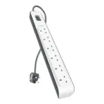 Belkin 6 Way/6 Plug 2m Surge Protection Extension Lead Strip, White