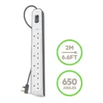 Belkin 6 Way/6 Plug 2m Surge Protection Extension Lead Strip, White - Image 2