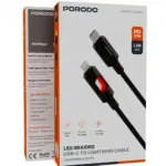 Porodo LED braided usb-c to lightning cable with 27w power delivery -black - Image 3
