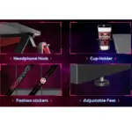 ⁦طاولة الألعاب GAMEON L-Shaped Slayer I Series (المقاس: 129×129×74 سم وسطح الطاولة 80×46 سم) - باللون الأسود⁩ - الصورة ⁦3⁩