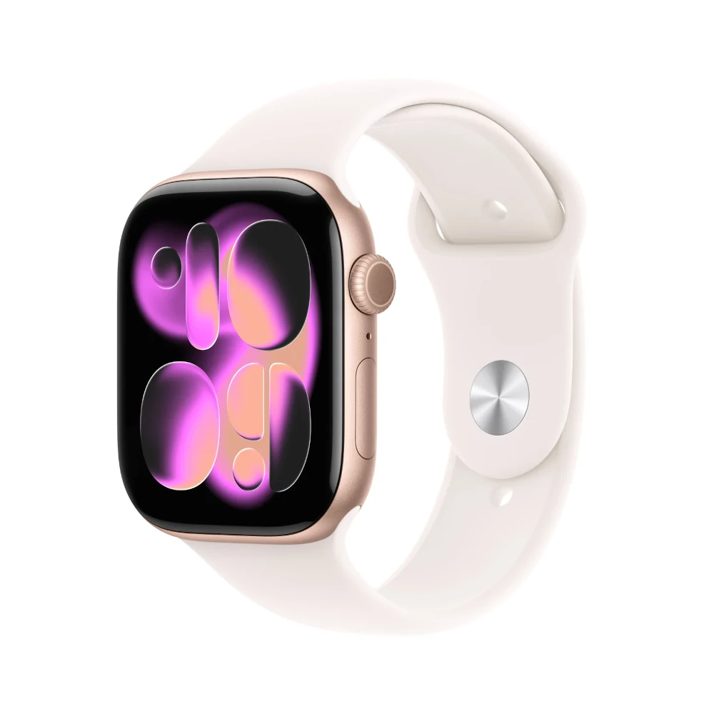6365923 ساعة Apple Watch Series 11 مع سوار رياضي (46 ملم) - لون ذهبي وردي (Rose Gold) - الصورة 1
