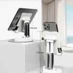Porodo foldable phone & tablet desk stand adjustable telescopic rod - white - Image 3